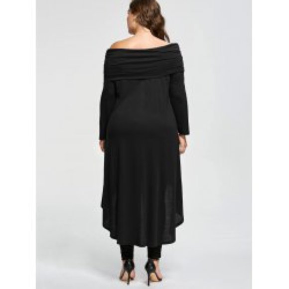 Burgundy Hi-Low Skew Neck Top - Picture 2 of 2